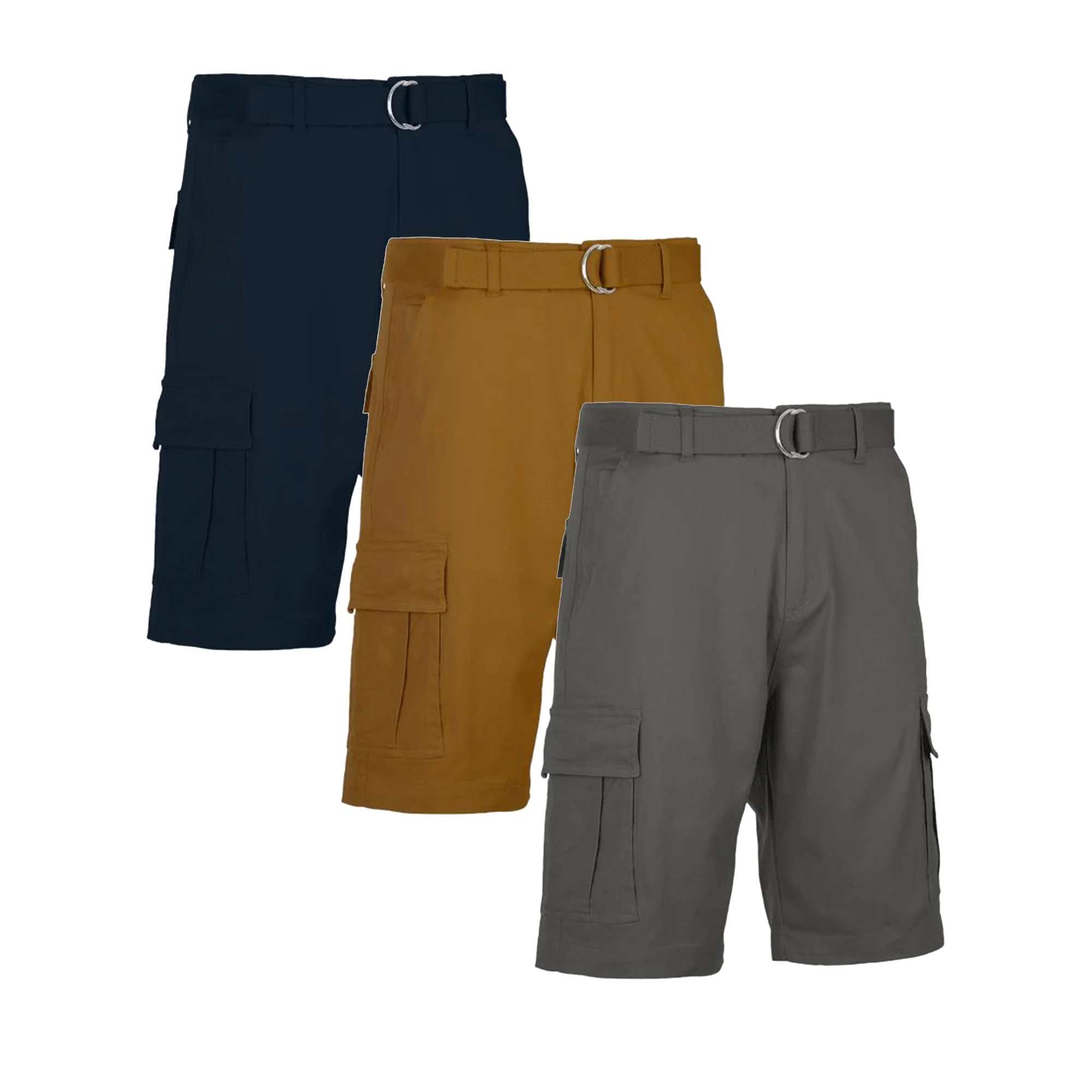 Men's Cotton Belted Cargo Shorts Vintage Distressed Lounge Hiking With Belt Sizes 28-50 NEW