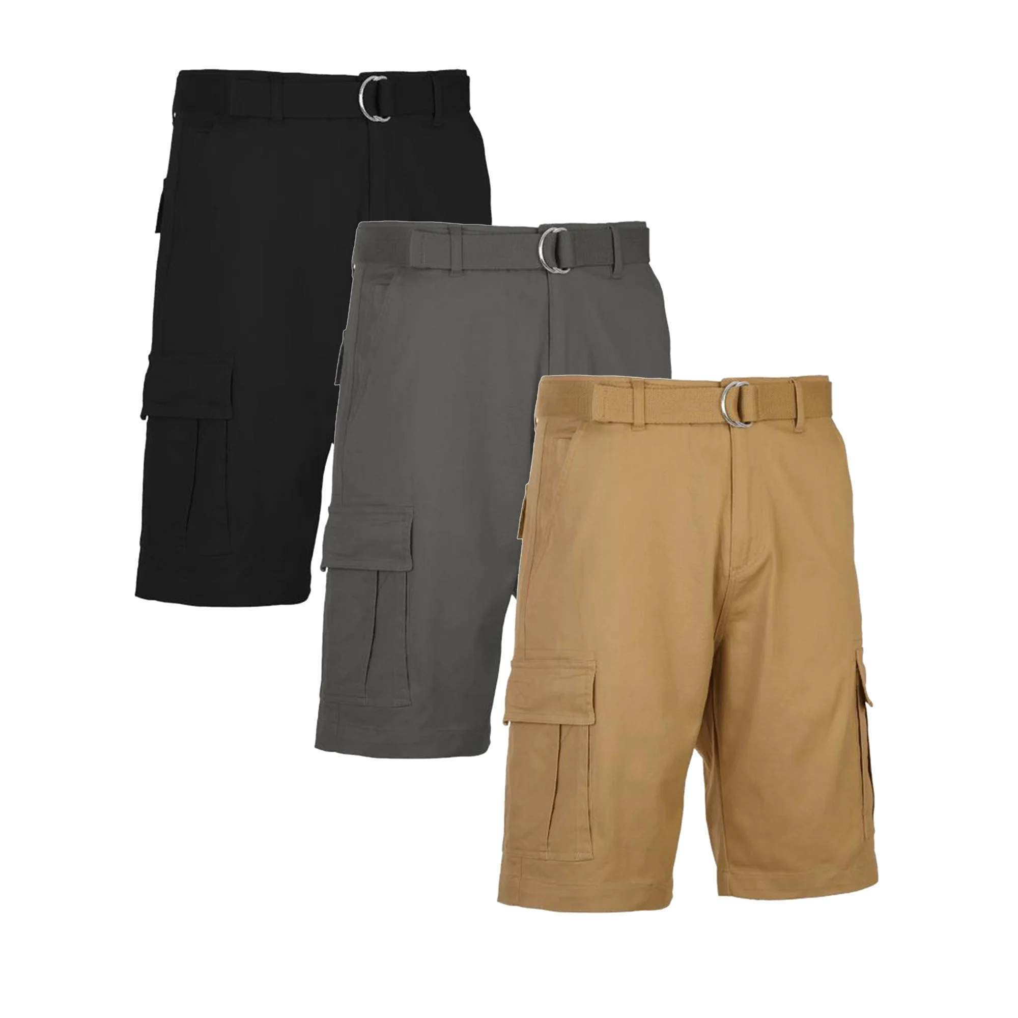 Men's Cotton Belted Cargo Shorts Vintage Distressed Lounge Hiking With Belt Sizes 28-50 NEW