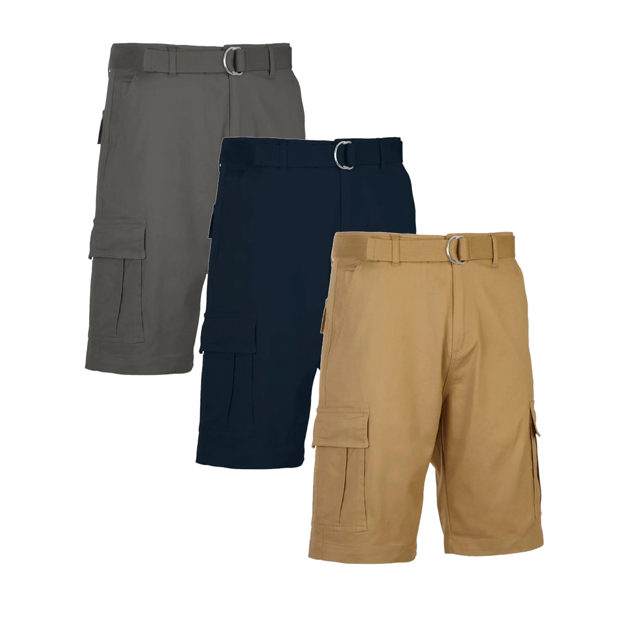 Men's Cotton Belted Cargo Shorts Vintage Distressed Lounge Hiking With Belt Sizes 28-50 NEW