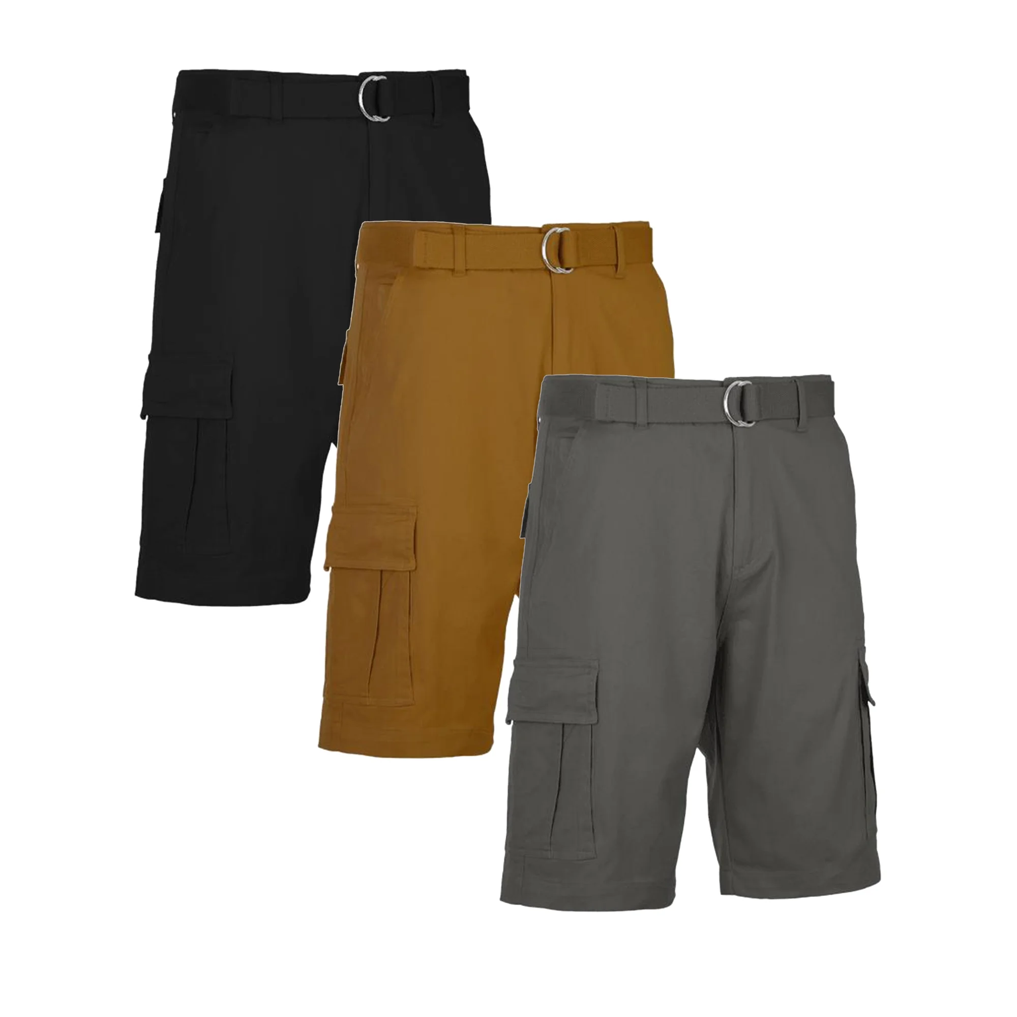 Men's Cotton Belted Cargo Shorts Vintage Distressed Lounge Hiking With Belt Sizes 28-50 NEW