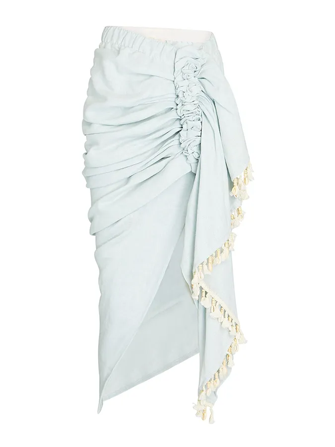 Solid One-Shoulder Swimsuit and Beach Skirt