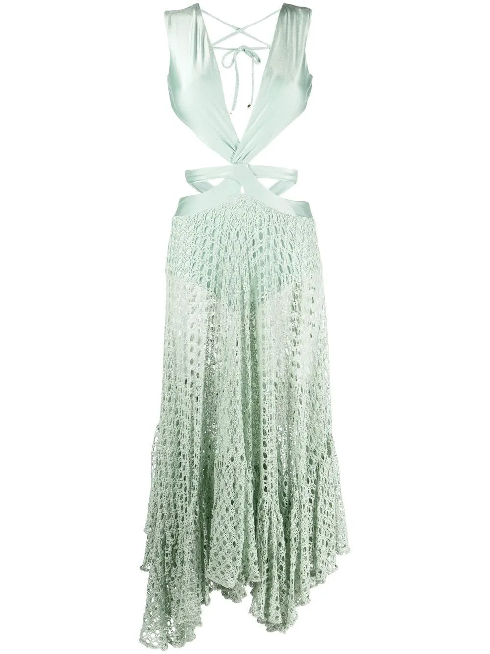 Belted crochet-trimmed Maxi swimsuit