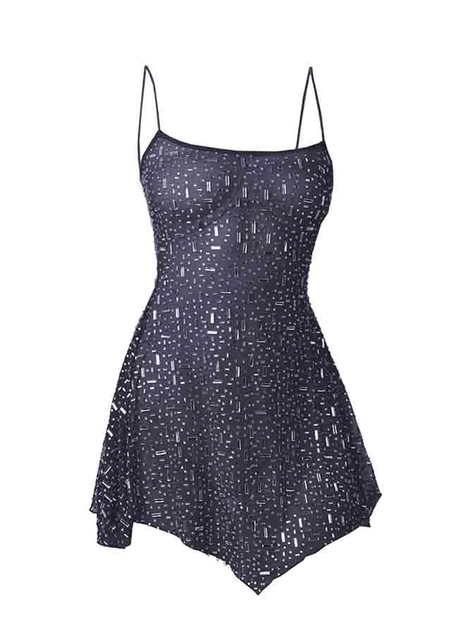 Sparking Irregularly Mini Party Dress