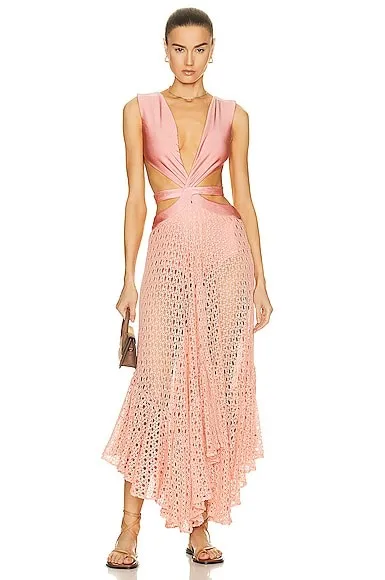 Belted crochet-trimmed Maxi swimsuit