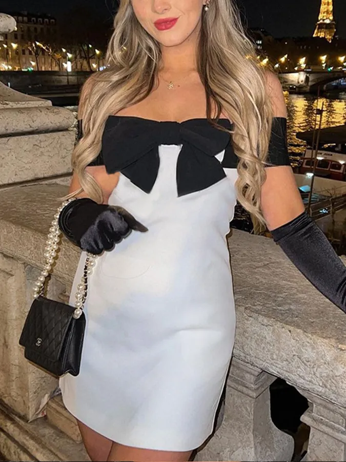 Sexy Chest-Wrapped One-Shoulder Bow Dress