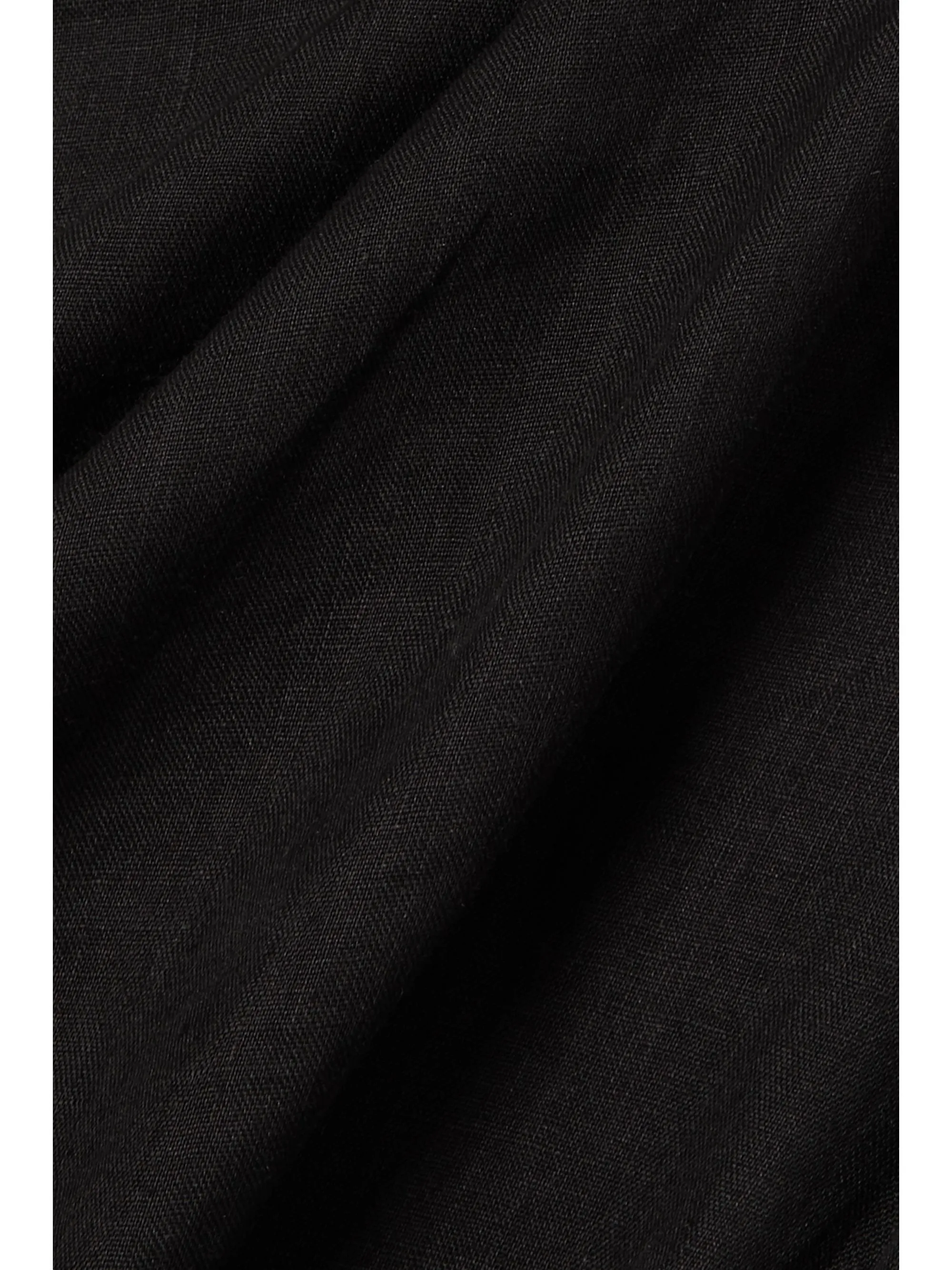 One-shoulder Cutout Gathered Ramie Mini Dress