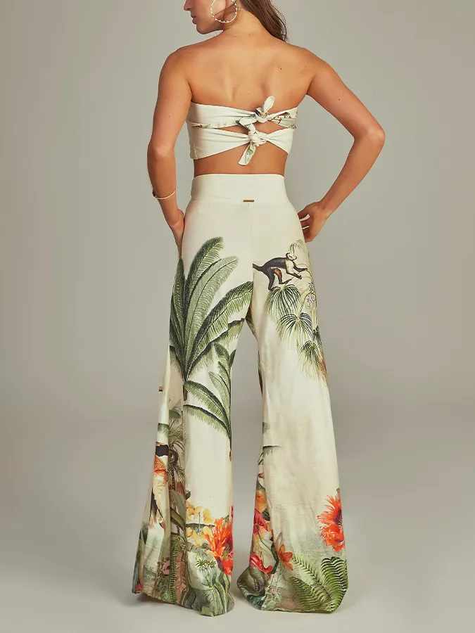 Beach Print Swimsuit and Cover-Up