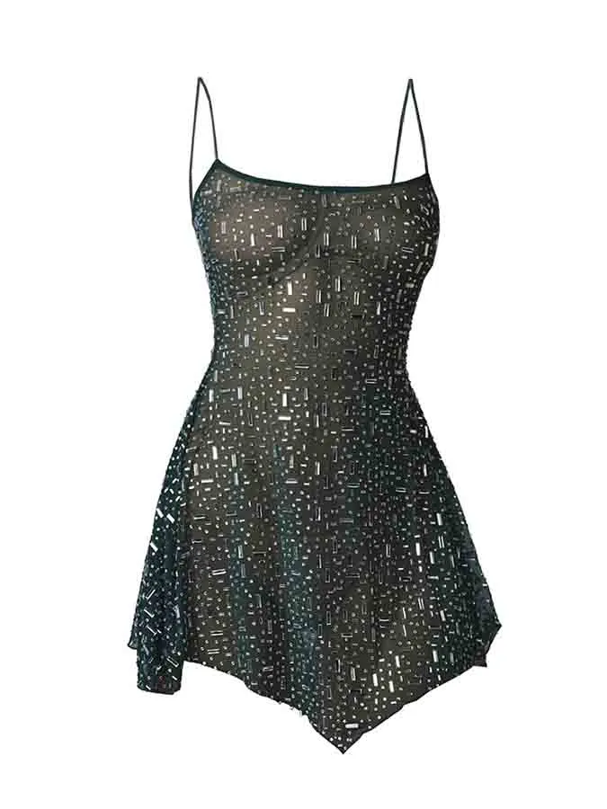 Sparking Irregularly Mini Party Dress