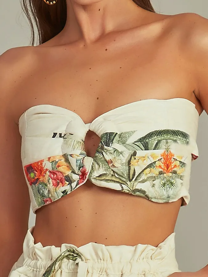 Beach Print Swimsuit and Cover-Up