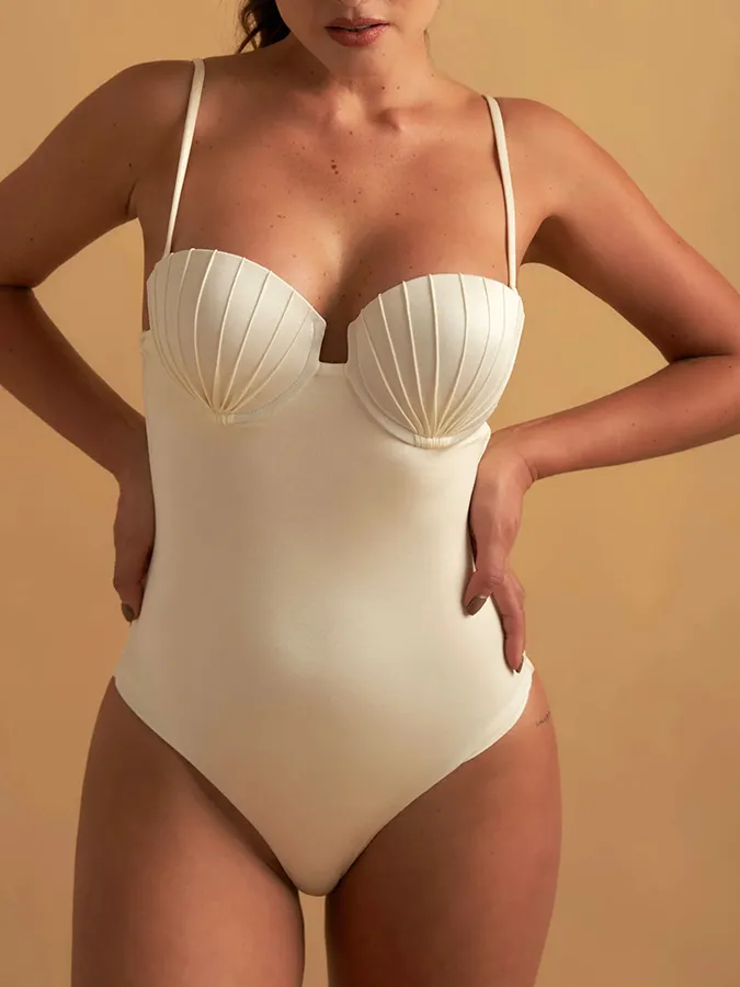 Solid One Piece Swimsuit and Cover-up or Skirt