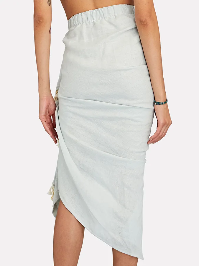 Solid One-Shoulder Swimsuit and Beach Skirt