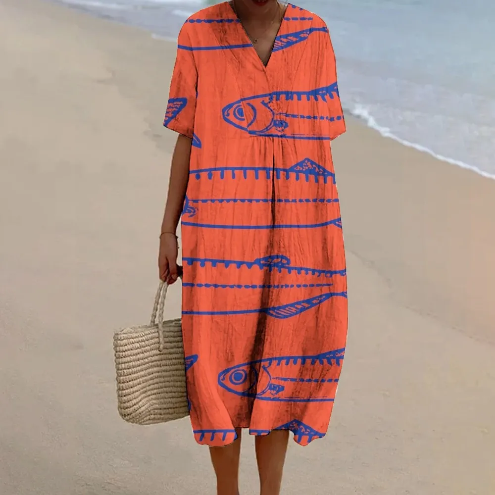 Japanese Red Sardines Art Print Cropped Pants