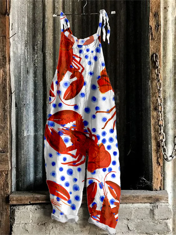 Women's Crayfish Colorblock Print Casual Jumpsuit