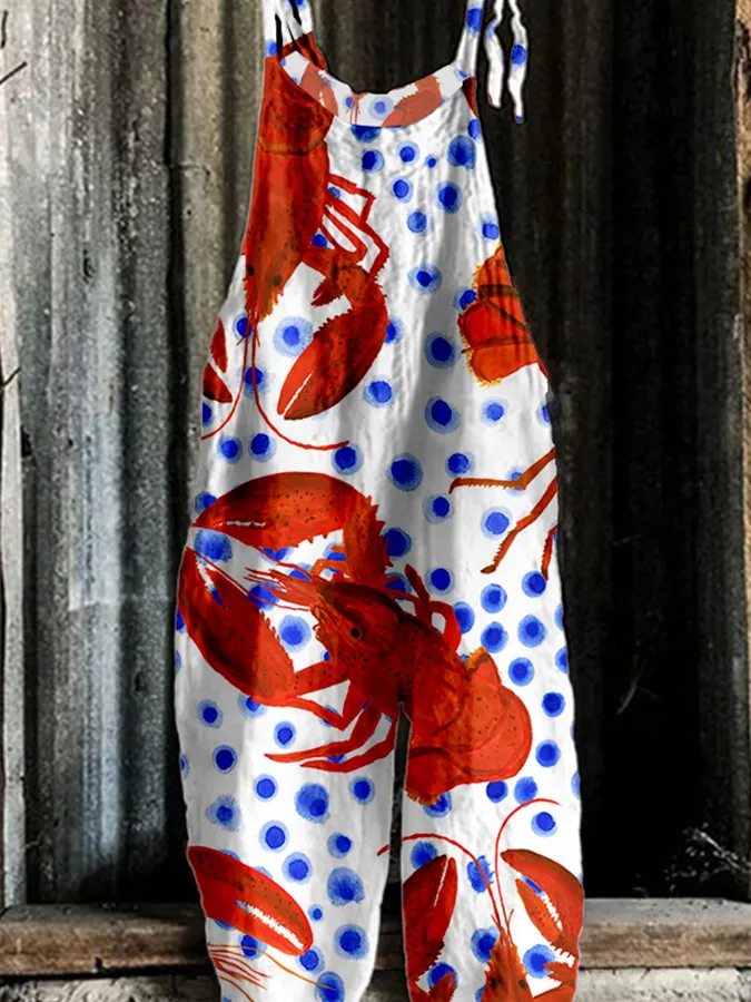 Women's Crayfish Colorblock Print Casual Jumpsuit