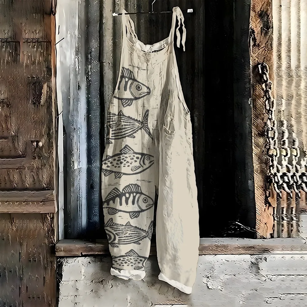 Fish Japanese Lino Art Jumpsuit
