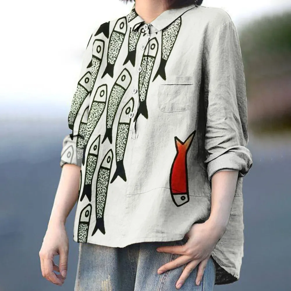 Fun Fish Art Cropped Casual Pants