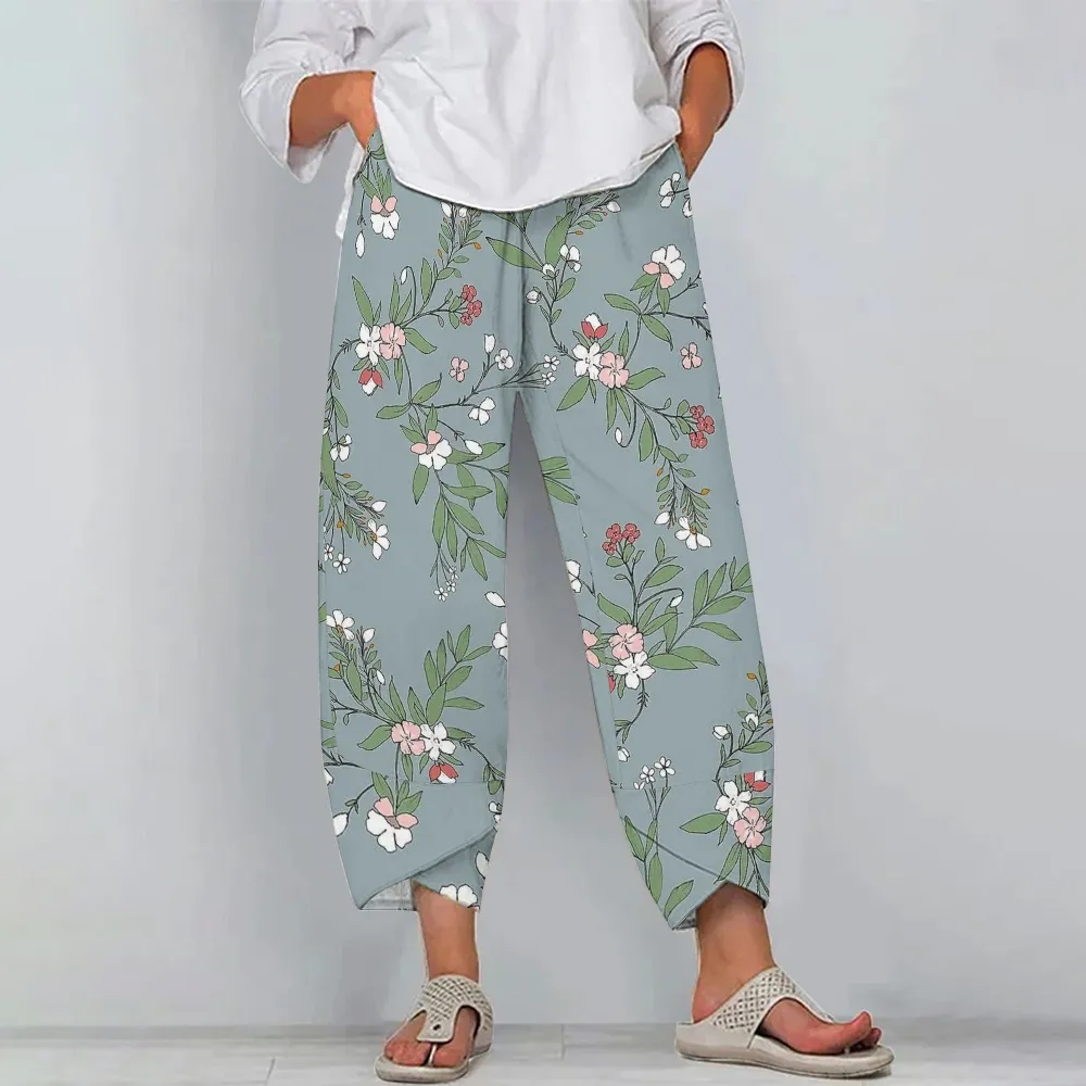 Women's Casual Vintage Flower Printed Pants
