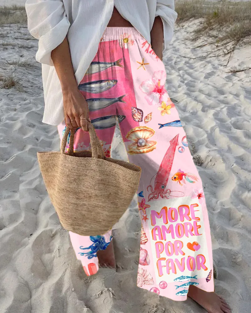 Sardines Letter Printed Casual Pants