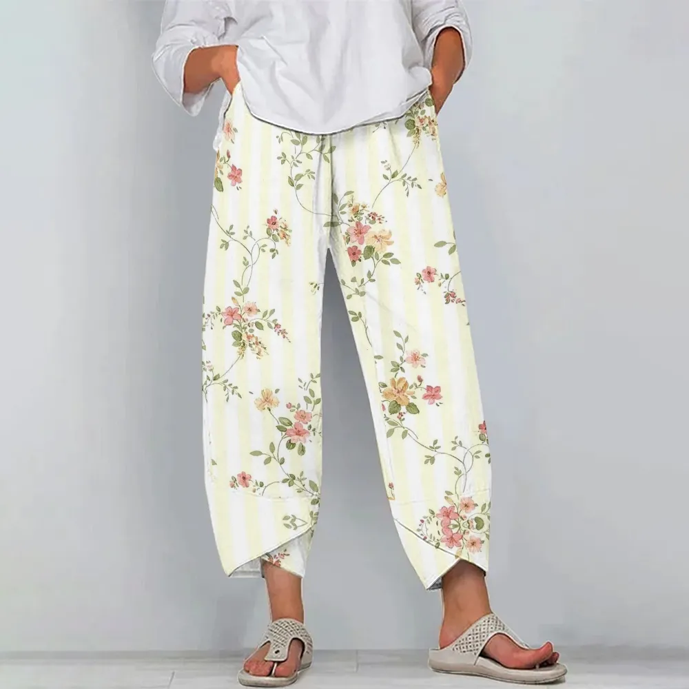 Women's Casual Vintage Flower Printed Pants